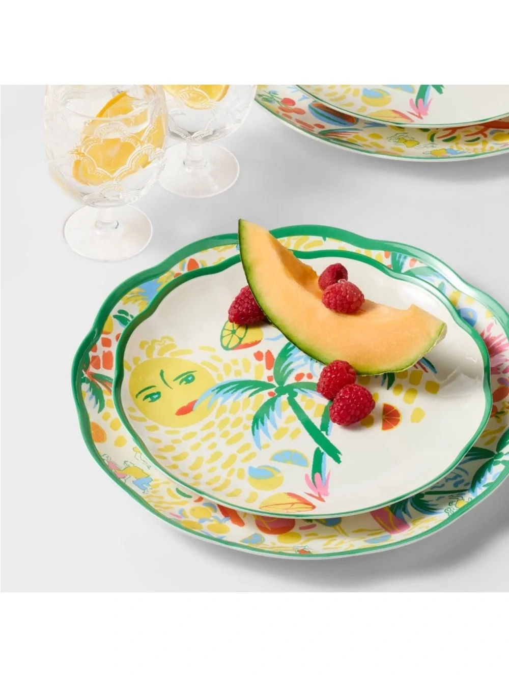 4pc Vacation Melamine Salad Plates Yellow/Green - Roller Rabbit x Target